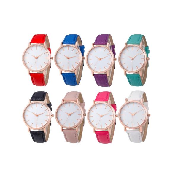 Waterproof Genuine Leather Stainless Steel Ladies Watch Rose Gold Case Color