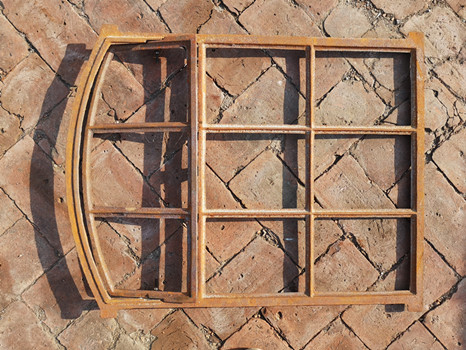 Large Cast Iron Arched Window Frame Mirror For Decoration Rust Color