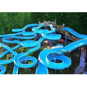 Cheap Bright Blue Fiberglass Open Spiral Slide Adult Swimming Pool Equipment wholesale