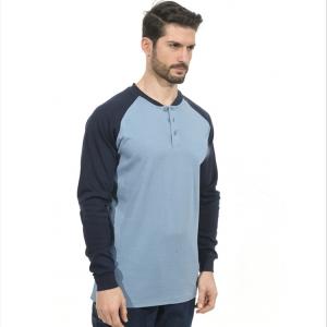 Durable Mechanical FR Henley Shirt 7oz Fire Resistant Long Sleeve