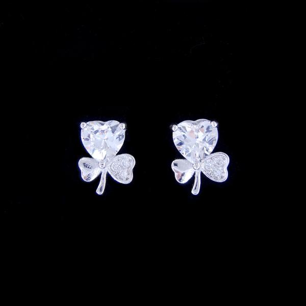 Flower Shape AAA Cubic Zirconia Stud Earrings Aristocratic Silver Jewelry