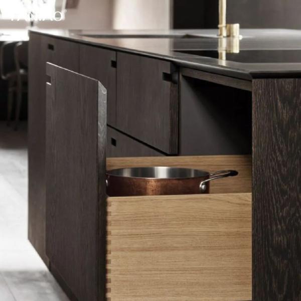 New Smart Kitchen Stainless Cabinet Wood Grain High Gloss Kitchen Cabinets Design For Villa