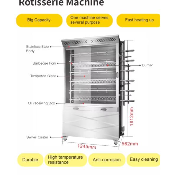 380V Automatic Gas Electric Chicken Rotisserie Machine 304SUS For Restaurant