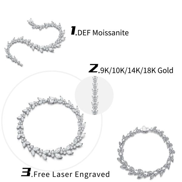 18K Gold Wheat Ear Moissanite Tennis Bracelet For Engagement