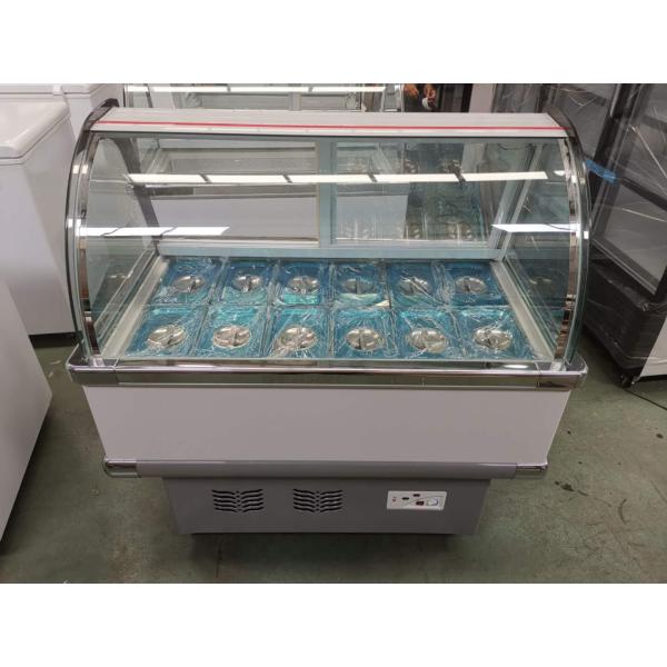 8 Barrel Commercial Ice Cream Freezer Dipping Cabinet 12 Tray Tempered Glass