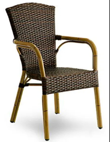 Aluminum Bamboo look Garden Rattan wicker Chair outdoor cafe chair plastic coffee shop chair---YS5606