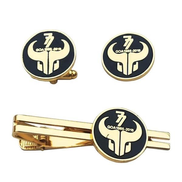 Custom Cufflink Tie Clips Set Soft Enamel Color For Men'S Suit Shirt