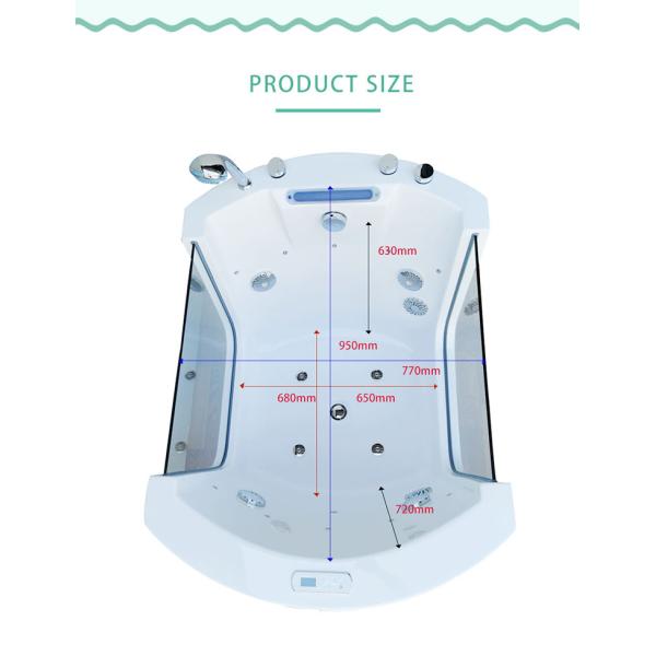 Deep Large Size Baby Massage Bathtub Freestanding LED Light Glass Acrylic Baby Tub