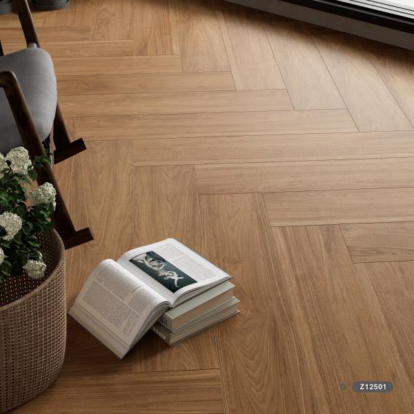 Wooden Porcelain Floor Tile Brown Color 200X120mm 10mm Thicnkness