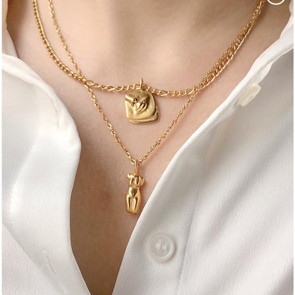 OEM 18in 18K Gold Plated Pendant Girls Jewelry Body Shape Necklace