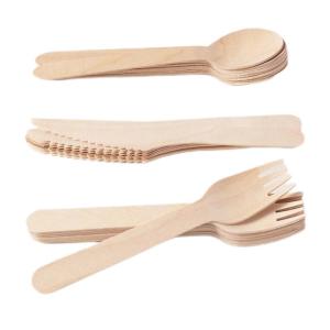 140mm Disposable Wooden Utensils Knives And Forks Canteen Supplies