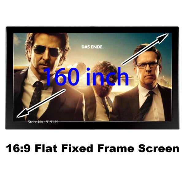 160" Fixed Frame Screen With Black Velvet And Aluminium 16:9 Format Matt White 3D Screens