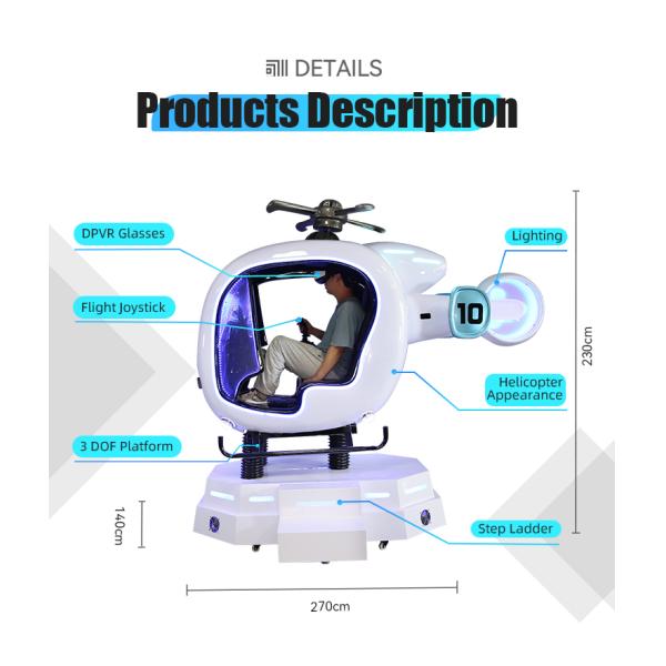 VR Helicopter Ride Single Player Flight Plane Simulator 9d Vr Experience Game Machine for Shopping Mall