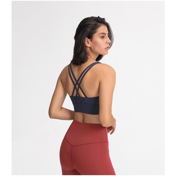 OEM Naked Feeling Medium Support Cross Back Womens Sports Bra Logo Printing