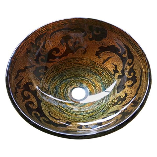 Classical Round Countertop Bathroom Sink Bowls , Tempered Glass Vessel Bathroom Sinks