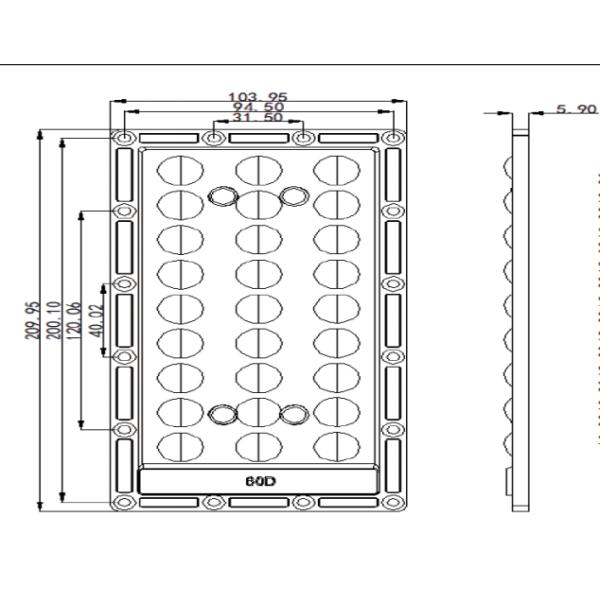 210x104mm 4x3030 LED Lighting Lens , 27 In 1 Transparent Custom Light Lenses
