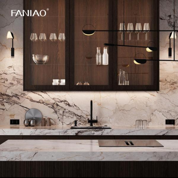 Modern Design Laminated Finish Wood Grain Handleless Kitchen Cabinet For Homeowner And Builder