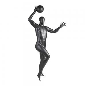 Cheap Male Basketball Sports Mannequin Display Matte Black Fiber Glass Movement Model wholesale
