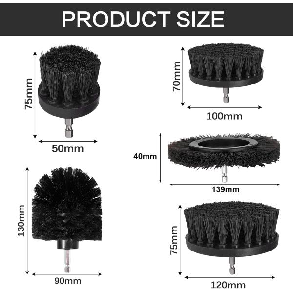 5 pieces Drill Brush drill brushes attachment cleaning brush rim brush scrubber cleaning brush kit