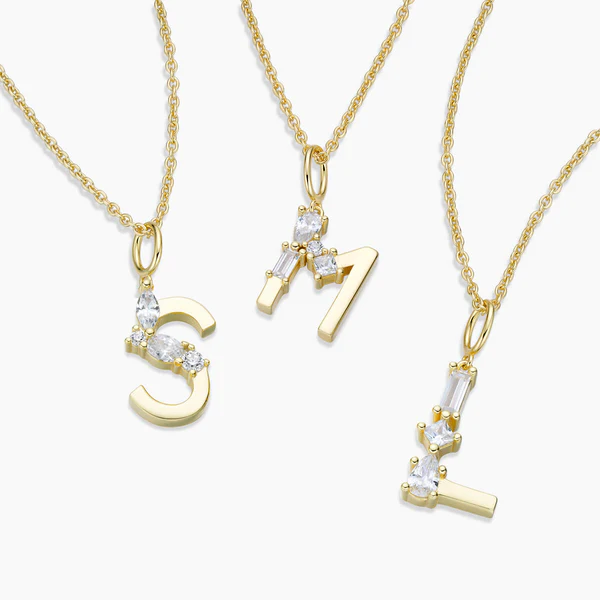 925 Sterling Silver CZ Letter Pendants in Simply 18K Gold Plated for Fashion Jewelry