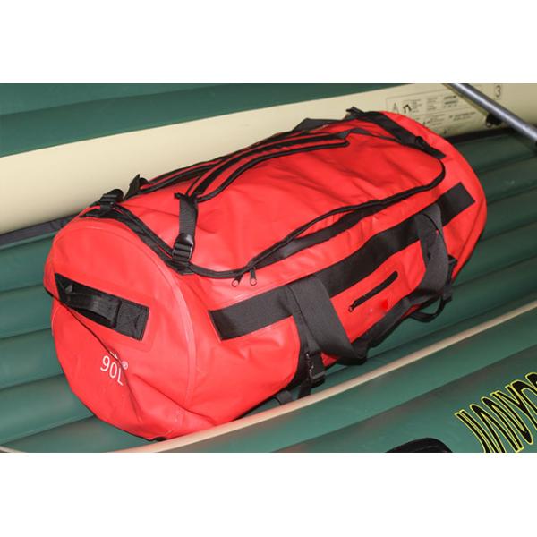 Red Waterproof Duffel Bag 90 Liter Big Size PVC Material For Outdoor Sports