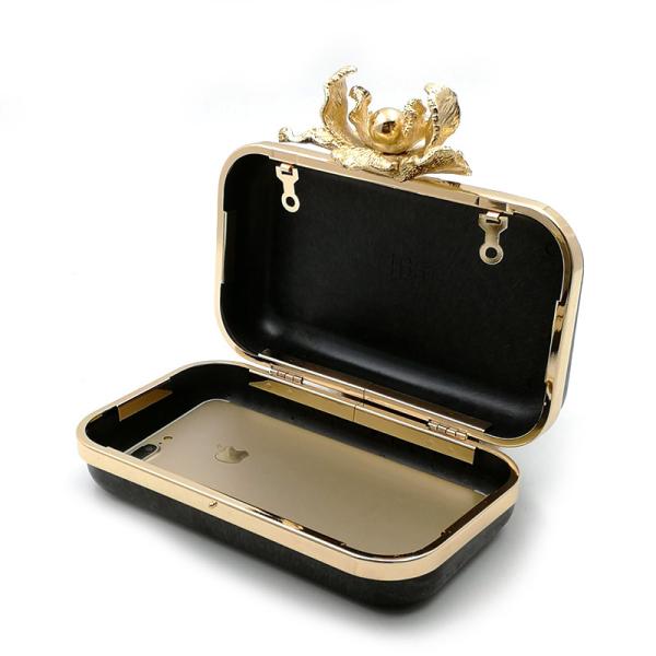 Unique Flower Nob Light Gold Box Clutch Frame Iron Frame