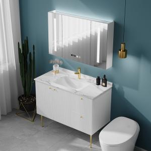 Width 23.6in 47.2in Solid Wood Bathroom Cabinets Mirrored Waterproof