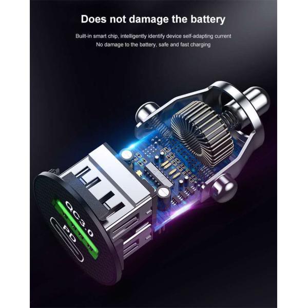 18W 20W Fast Charging QC3.0 PD Mini Car Phone Charger
