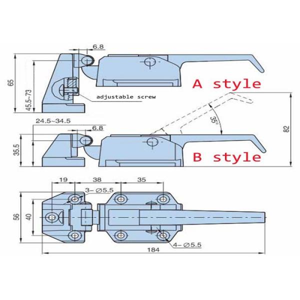 160mm Length Freezer Handle Oven Door Hinge Cold Storage Door Lock Adjustable Latch