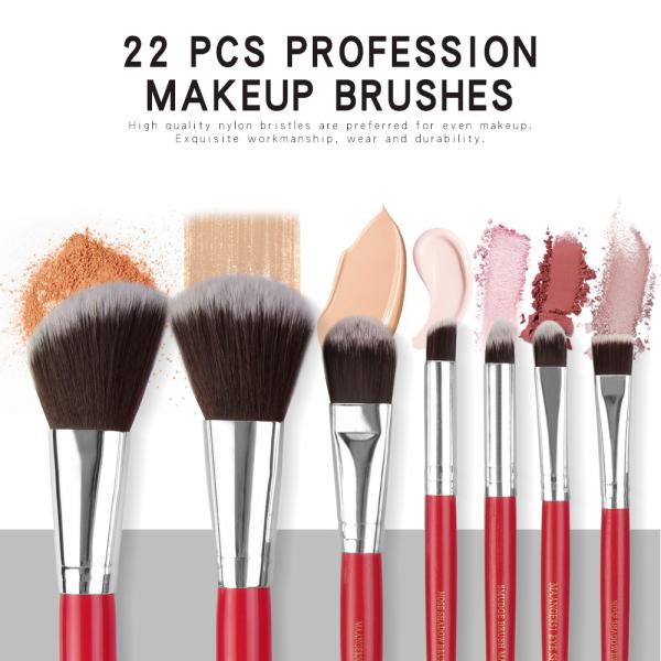 22 Pieces Wood Handle High Quality Makeup Brushes Fan Brush best make up brush