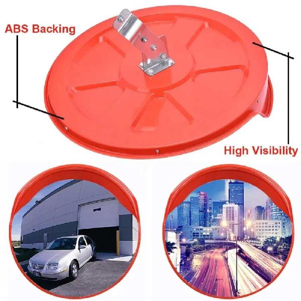 Unbreakable Round Convex Mirror For Road Safety Orange Color