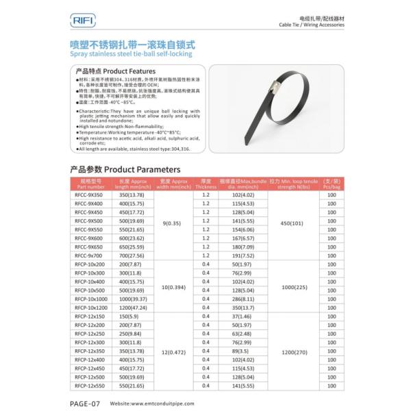 Stainless Steel 304,316 All Epoxy Coated Stainless Steel Ball Lock Type Cable Tie