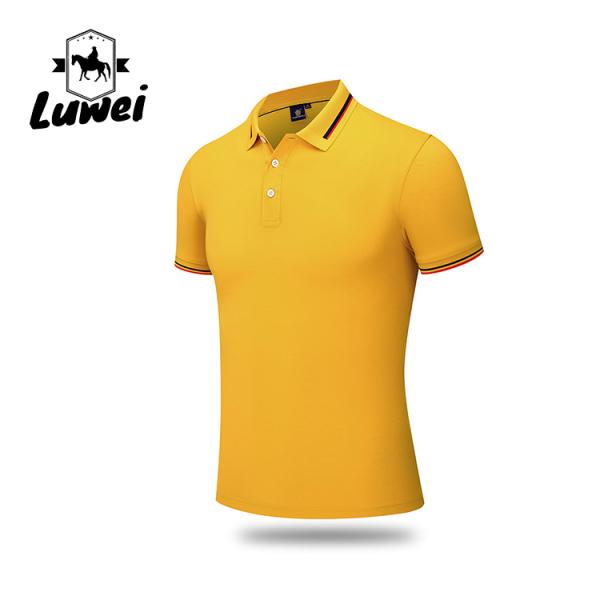 Quick Drying Embroidered Polyester Polo Shirts Textured Lapel Short Sleeve