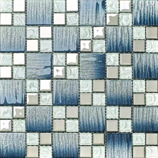 Mixed Color Gold Plating Mosaic Glass Wall Tiles 300x300mm