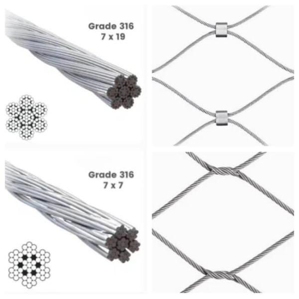 Stainless Steel Metal Rope Mesh 1.2mm - 4.0mm For Amusement Rides
