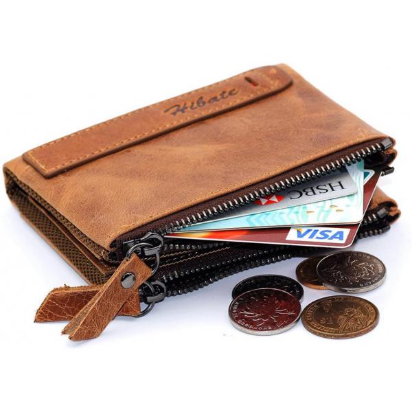 Factory Customized Amazon First Layer Cowhide Wallet Two-Tone Oil Leather Men'S And Women'S New Zipper Wallet With Custom Logo