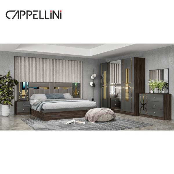 Foshan Wholesale Price King Size Wooden Leather Bed Room Home Modern Luxury Cheap Full Mdf Bedroom Furniture Set