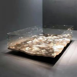China Luxury Black Marble Tempered Glass Coffee Table Furniture For Hotel on sale