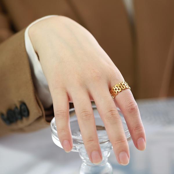 Wedding Stainless Steel Rings 8mm Gold Plated Third Party Appraisal With Hollow Styles