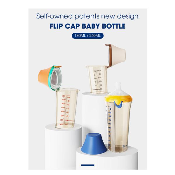 180ml Anti Colic Wide Neck pPSU milk bottles Flip Cap BPA Free