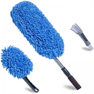 China 3Pcs Blue Soft Duster Car Detailing Brush Microfibre Alloy Wheel Brush With Long Handle on sale