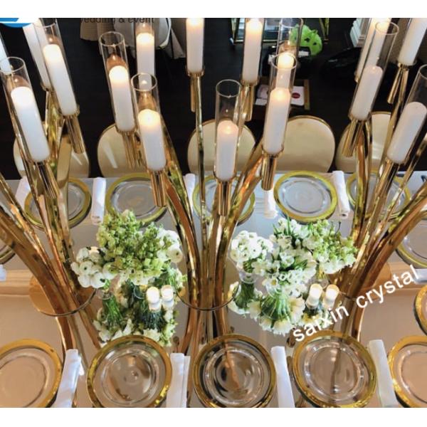Wholesale long stem black crystal candelabra for wedding centerpiece