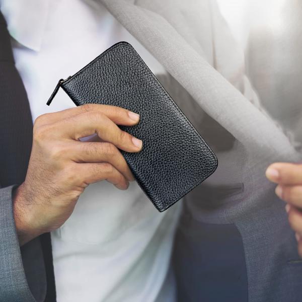 Genuine Leather Fountain Pen Case 3 Divided Slots Black Color, Zippered Pen Case Pouch