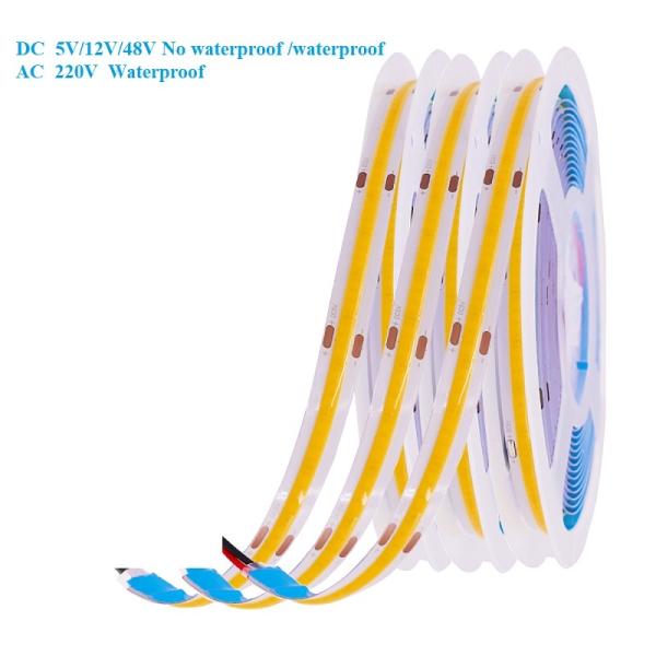 IP68 480Leds 3000K Warm Flexible COB Led Strip Light for Kitchen Living Room TV Backlight Cabinet High Brightness