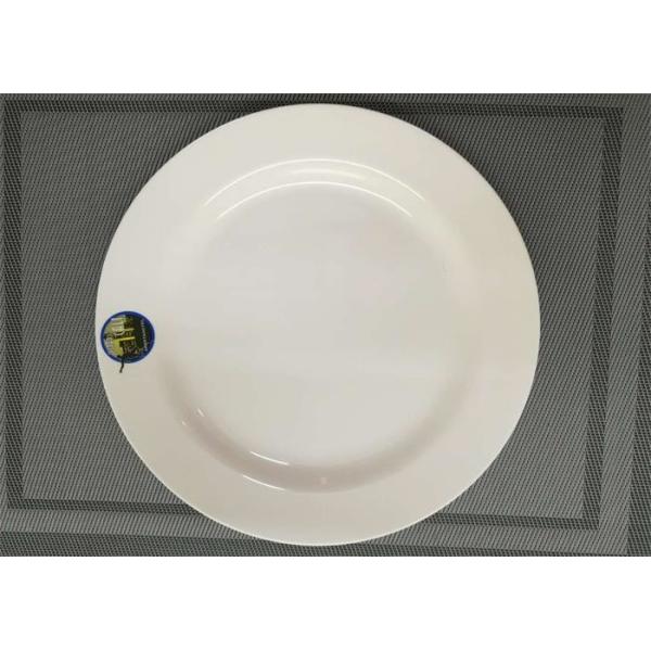 White Porcelain Dinnerware Sets Wide Rim Round Plate Diameter 25cm Weight 150g