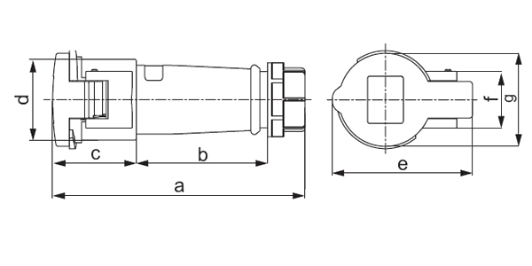 Durable 3 Phase Industrial Socket Polyamide Material 381g Light Weight
