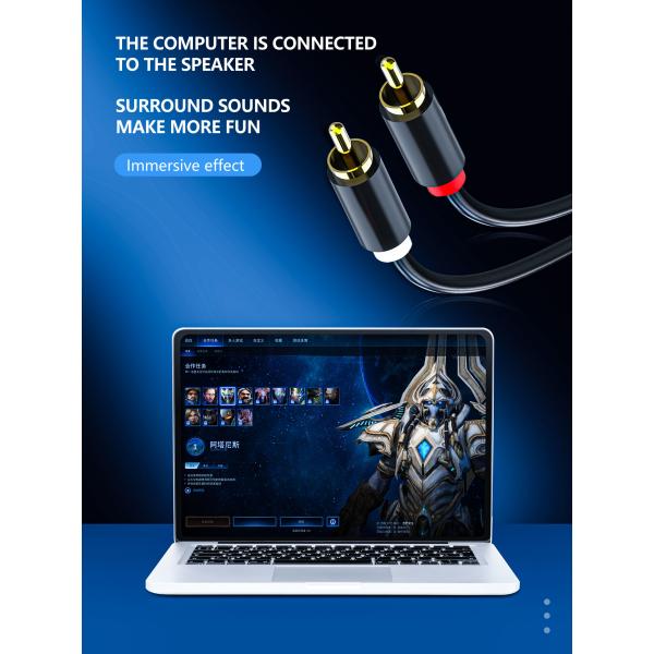 Gold Plated Audio And Video Cable Male To Male HiFi Systems Use