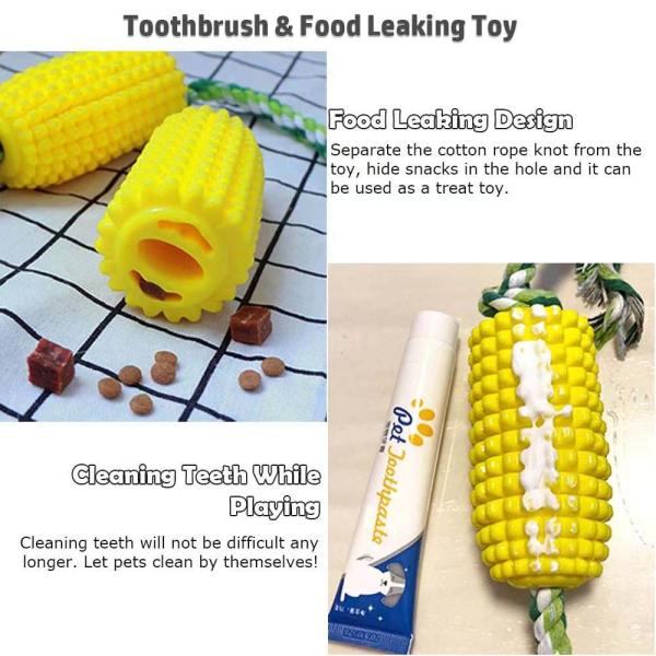 Eco Friendly Corn Shaped Dog Toothbrush Rubber Dog Toothbrush Chew Toys With Cotton Rope