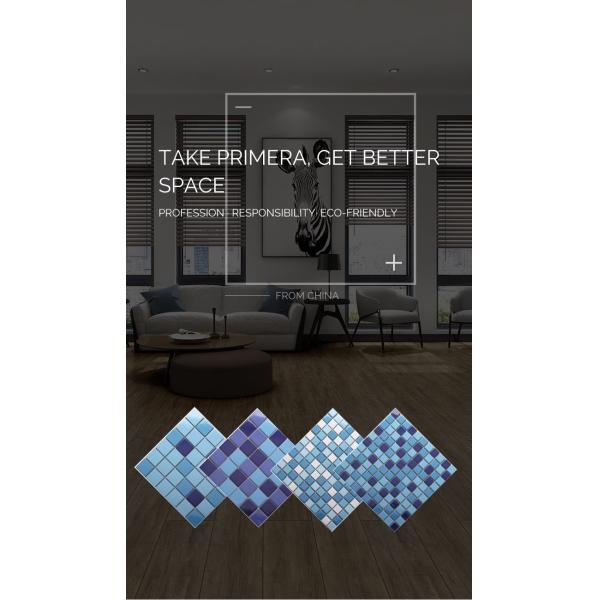 Glossy 6mm Ceramic Pool Mosaic Tiles Sky Blue White 300x300mm