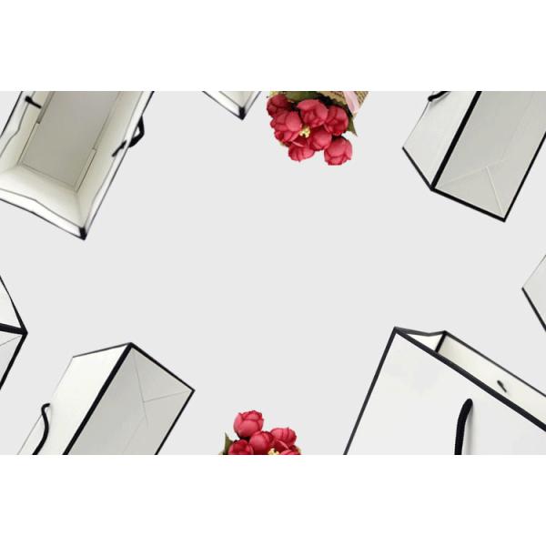 Boutique Wedding Premium Fashionable Grey Tote Shopping Paper Bags Luxury Reusable Cotton Handles for Clothes/Jewelry